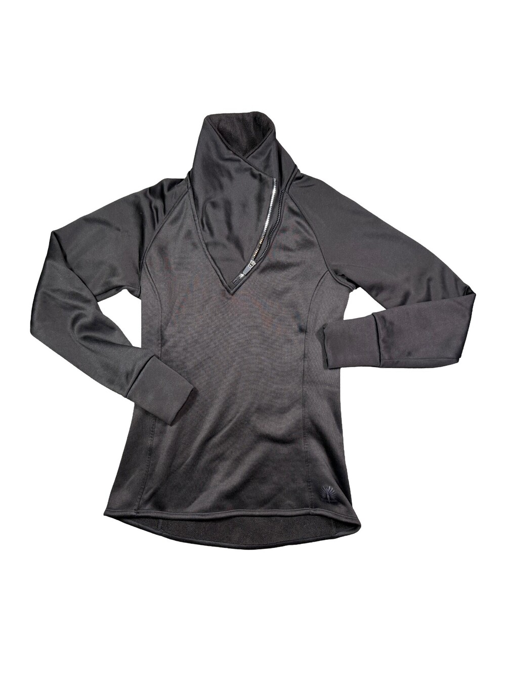 Snow Angel Minx Snuggle Scarf Womens M Black Fleece Zip Neck Pullover Thumbholes